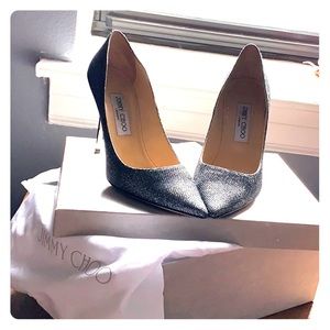 Jimmy Choo Lame glitter - anthracite high heels